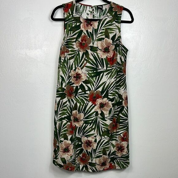 Anne Klein Linen Blend Tropical Print Sleeveless Shift Dress Size 10 - Picture 1 of 9